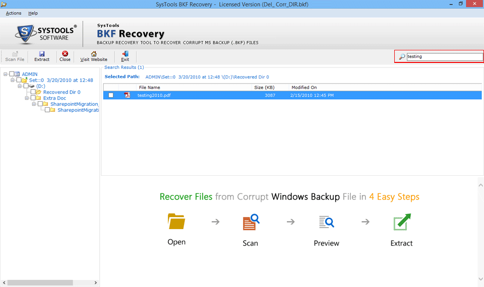 MS BKF Recovery Software